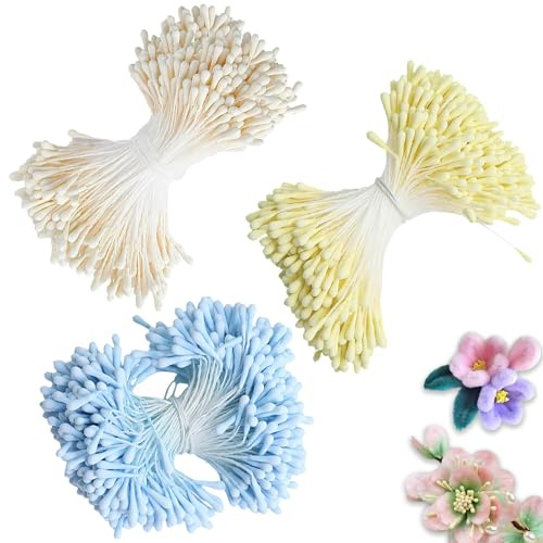 BDHYYM 1200 Double Têtes Fleur Étamine, Étamines de Fleurs Artificielle pour DéCoration, Artisanat, Scrapbooking, DIY, Cartes, Fleurs En Papier Et En Tissu