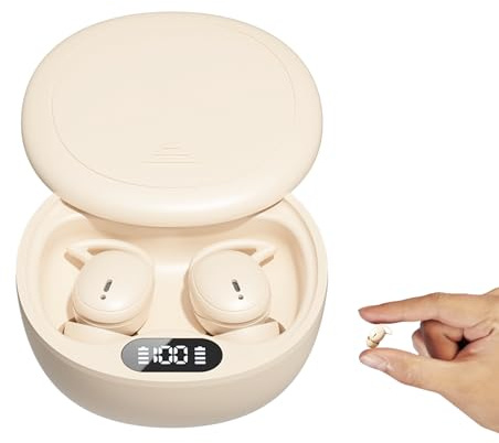 HJX M73 Sleep Earbuds for Side Sleepers, Invisible Earbuds,mini Earphones, Ultra-Light in-Ear Headphones, 50H Playtime with Charging Case, Clear Calls& Noise Block,Off White