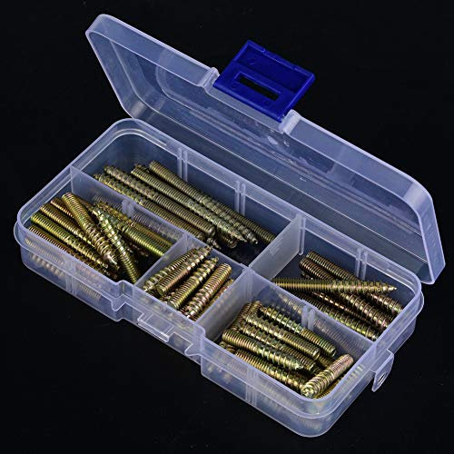 Tornillos de Espiga, Tornillos de Hierro Premium con Enchapado de Zinc, Varios Tamaños, Almacenamiento de Caja de Plástico, para Trabajar la Carpintería, Conexión de Muebles