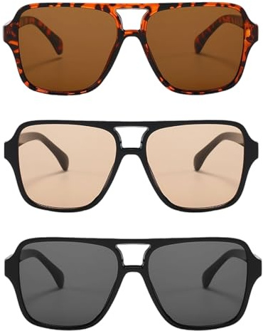 TGKEAIY Gafas de Sol Cuadradas Retro Mujer Hombre, Vintage Gafas Clásicas con Doble Puente Protección UV400, Retro Piloto Cuadradas Gafas de Sol 70s Estilo para Conducir