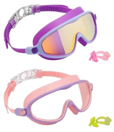 Lunettes de natation pour , accessoires de natation, lunettes réglables avec protection anti-buée, lunettes anti-fuite avec pince-nez, protection UV pour plongée, piscine, plage, été, filles