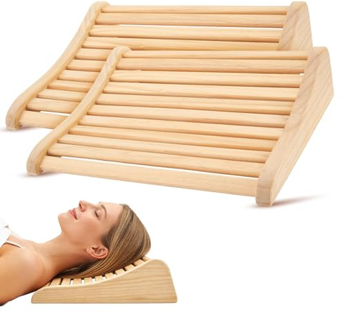 Eirolace Confezione Da 2 Poggiatesta Per Sauna In Legno,Design Ergonomico,Con Circolazione Dell'Aria E Antiscivolo,Schienale Per Sauna Per Tutti I Tipi Di Sauna, Bagno Turco
