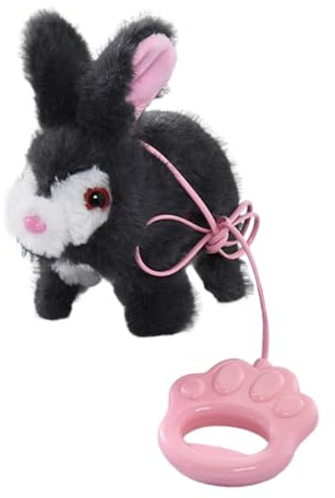 harayaa Peluche Elettrico a Forma di Coniglio Che Cammina, Animale Domestico elettronico interattivo per Bambini, Grigio Scuro
