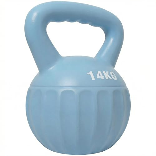 SPORTNOW Kettlebell 14 kg avec Poignée Antidérapante Haltère à Boule Bleu