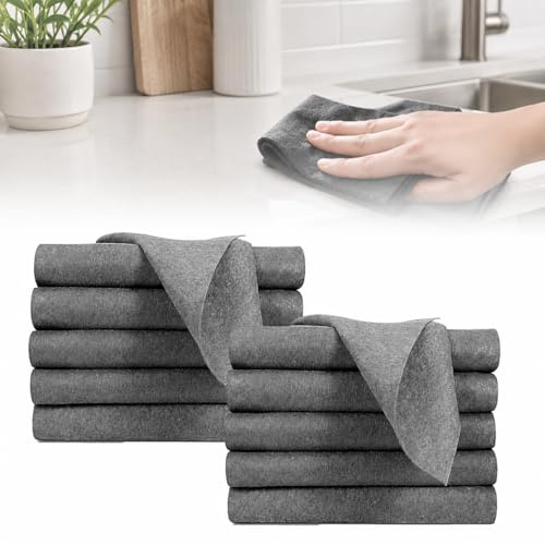 AAFGVC Paño Mágico Antonio Herato Trapos Cocina Ultra Absorbentes, Paños de Microfibra Multiusos, Bayetas Reutilizables para Hogar, Ventanas, Mamparas, Cocina y Baño (Gris*10 30CM*40CM)