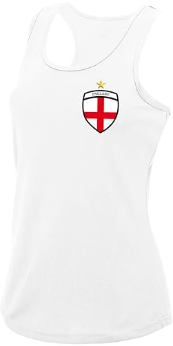 England Vest Top Women England Football Top Womens Sleeveless Tank Top | England vest top for women with St George Cross design. Lightweight football tank top for matchday, summer & festivals.