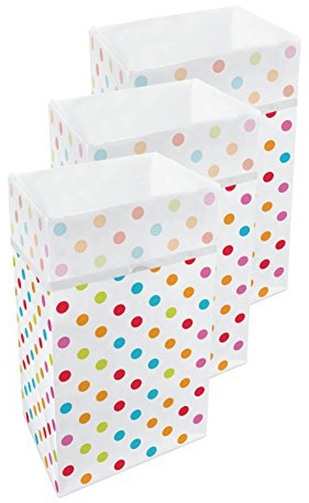 Clean Cubes 30 Gallon Disposable Pop-Up Trash Cans (3-Pack) with Fitted Bags – Foldable Garbage & Recycling Bins for Parties, Events & Kitchen (Polka Dot, 30 H x 14 W x 17 D)