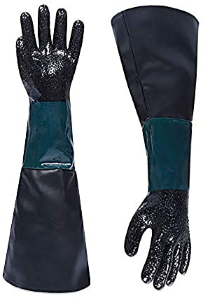 Heavy Duty Rubber Sandblasting Sandblaster Gloves, Sand Shot Grit Bead Blast Blaster Blasting Gloves for Model 60, 90, 110, 260 Sandblast Cabinet,23.6 inch Long