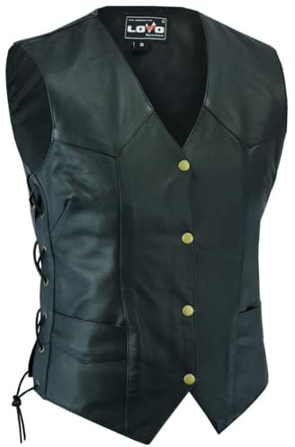 LOVO - Chaleco para Moto de Cuero Genuino Mujer Vintage - Chaleco de Cuero para Moto para Mujer - Diseño Vintage Resistente y Elegante - Alta Comodidad para Viajes en Moto y Uso Diario