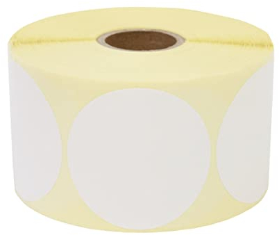 Prolac Markierungspunkte – 1000 Stück Bunte Klebepunkte auf Rolle, 50x50mm - Weiß, Glue Dots, Selbstklebende, Runde Aufkleber perfekt für Kennzeichnung im Büro, Sticker rund