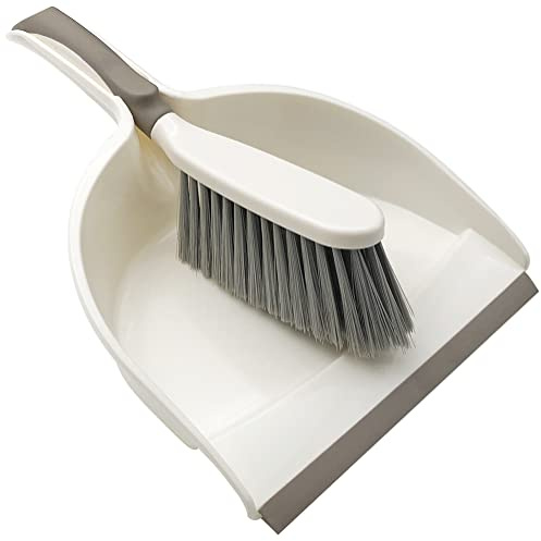 Dust Pan, Dustpan and Brush Set, Small Dust Pan and Brush Set, Hand Broom and Dustpan Set for Home, Handheld Angled Dust Pans and Brooms are Daily Cleaning Tools.Beige Brown