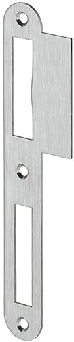 Gedotec Plaque de fermeture en nickel argenté - 1 plaque d'entrée pour porte de chambre - Plaque de fermeture droite DIN droite - Rénovation pour éclisses en bois - Butée de porte intérieure en métal