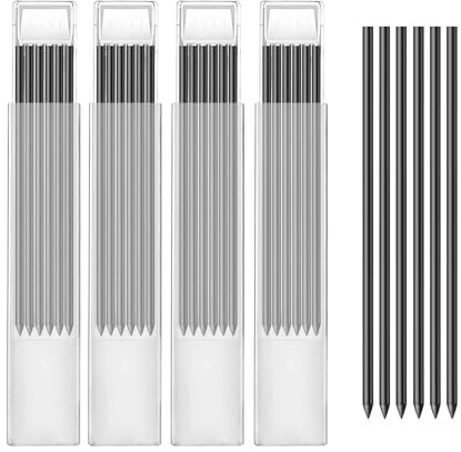 Desenda 24pcs Pencil Refills, 2.8mm Pencil Refills for Carpenter Pencils, Solid Deep Hole Mechanical Construction Pencil Replacements, Pencil Lead for Marking and Drawing (Black)