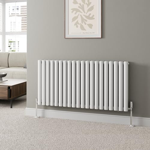 Radiant Living Designer Radiator Horizontal White Oval Column Single Panel Rads 600x1200mm