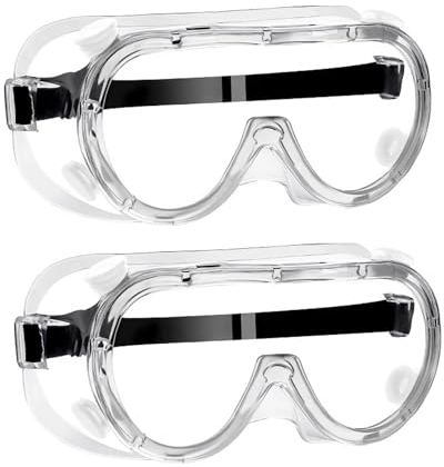 Lot de 2 lunettes de protection, anti-poussière, anti-buée, lunettes de protection pour porteurs de lunettes, lunettes de protection à haute transparence, lunettes de protection pour activités de