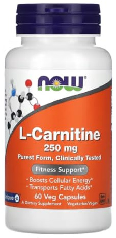 Now Foods – L-Carnitine 250mg | Energy & Fat Metabolism Support – 60 Vcaps