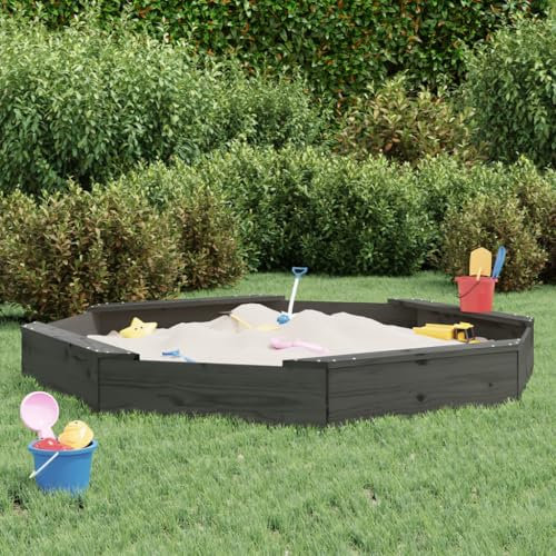 XGWKCNV Outdoor Play Equipment Sandbox with Seats Grey Octagon Solid Wood Pine Sandboxes