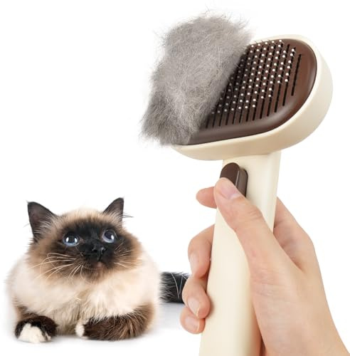 aumuca Brosse Chat Autonettoyante, Brosse pour Chat Poil Long ou Court, Brosses de Toilettage pour Chats pour Enlèvement du Sous-poil et Masser