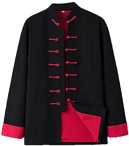 GZKDKZB Tang-Anzug für Herren, traditionelle Kleidung, Baumwolle und Leinen, atmungsaktiv, Kampfsportanzug, Kung-Fu-Uniformen, Tai-Chi-Kleidung, Zen-Meditationsuniform, Lange Ärmel
