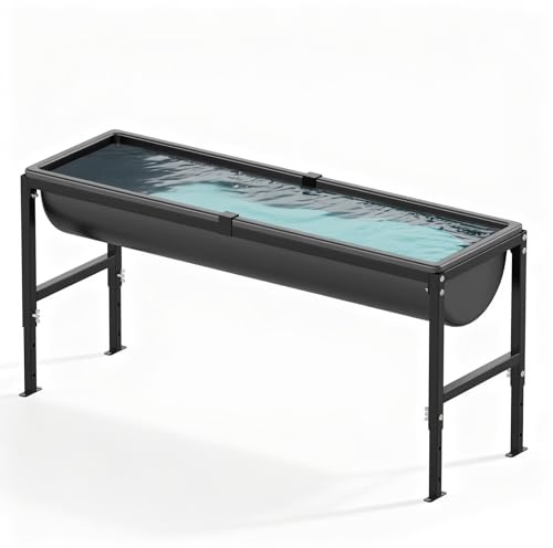 BUYYAH Animal Waterer 11 Gallon, Livestock Water Trough with Adjustable Stand, Easy to Assemble and Carry, Feeding Goat, Sheep, Horse, Dog in Farm