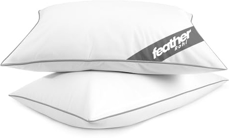 Rohi Pair of Supreme Duck Feather & Down Soft Pillows – Hypoallergenic & Down Proof – 2 Pack Standard 100% Ultimate Feather Pillow – Pure Cotton Cover 230 TC – Duck Down Pillow (75cmx50cm)