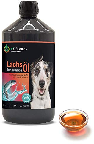 Kräuterland Lachsöl für Hunde - 1L Fischöl aus skandinavischem Lachs, rein, naturbelassen - Omega 3 Barf Öl in Premium Qualität