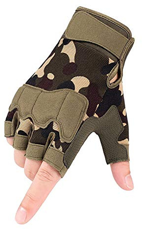 Half Finger Gloves Men Women Non-Slip Fingerless Gloves for Outdoor Sports Cycling Motorcycle Hiking Climbing Camping Hunting Running,jungle camouflage,XL