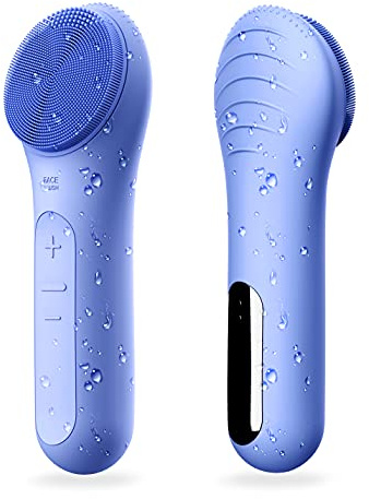 NågraCoola CLIE Facial Cleansing Brush, Waterproof and Rechargeable Face Scrub Brush for Men & Women, Cleansing, Exfoliating and Massaging, Electric Face Scrubber - Blue