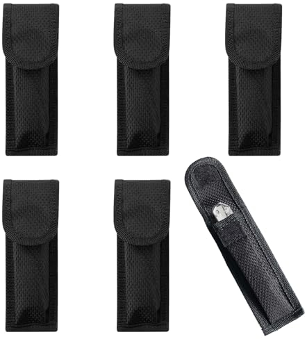 Vastsea 6 Stück Messer Etui, Messerscheide, Taschenmesser Hülle mit Gürtelschlaufe, für Taschenmesser Klappmesser Innerhalb von 13 cm Länge (Schwarz)