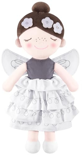 GAGAKU Peluche Bambola in Tessuto Morbido Peluche 40 cm Angelo Custode Regalo di Battesimo per Bambina con Ali Peluche Giocattolo Portafortuna per Bambini 3-6 anni - Principessa dei Fiori