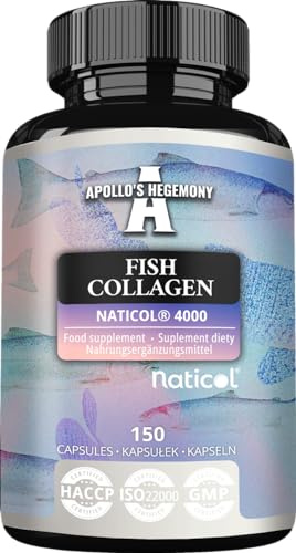 Marine Collagen Peptides NatiCol® - 3000 mg per portion - 150 kapslar - 1 månads leverans - Fiskkollagenprotein för frisk hud, leder och hår - av Apollo's Hegemony