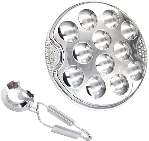 Garneck Stainless Steel Escargot Snail Plate Baking Dish for Seafood Mushrooms Appetizers