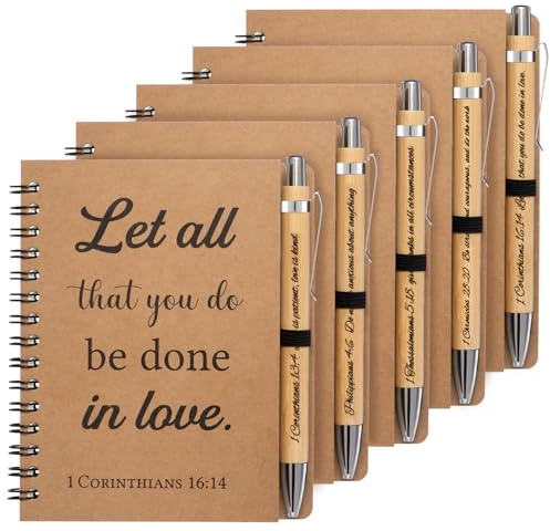 Russel Molly 10 Pcs/5 Set of Christian Gifts Spiral Notebooks Bulk Journals with Christian Pens Prayer Journal for Women and Men, Mothers Day Gifts for Church Members, Bible Study Groups & Religious Families,Small Notepad (4.33 x 5.43)