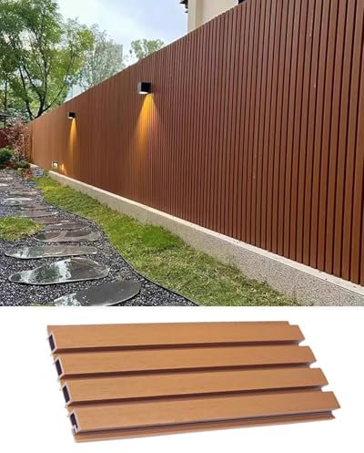 Valla Jardin Exterior Valla de Listones para Privacidad de Jardín Sin Necesidad de Excavar de 6 Pies de Alto, Barrera de Protección con Textura Acanalada para Borde de Apartamentos, Resistente al Vien