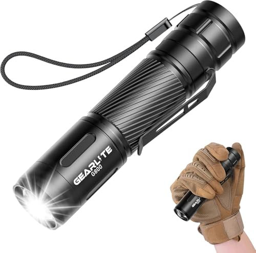 GEARLITE Torches LED Super Bright, 2000LM LED Torch Rechargeable with 3 Lighting Modes, Long Battery Life, Waterproof Flashlight Zoomable for Power Cuts, Emergency, Camping, Hiking, Outdoor