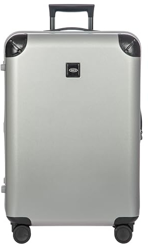 Bric's Amalfi Spinner Suitcase, Lightweight Expandable Hard Shell Luggage with Smooth 360° Wheels and TSA Lock, Silver, 68.58 cm, Amalfi 27spinner Trunk 211-silver/Black