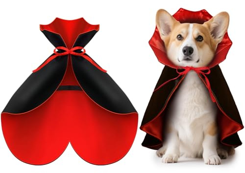 HSSPYY Mantello per cani, costumi di Halloween per cani di taglia grande, media e piccola, costume da vampiro per cuccioli, mantello per gatti, feste cosplay, rosso e nero