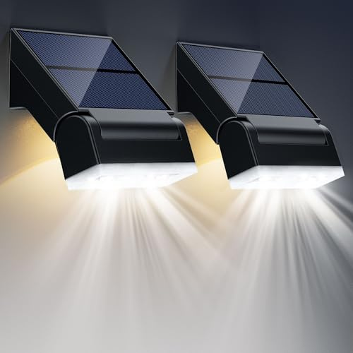 Giliwosy Luz Solar Exterior, 2 Paquete 90° Ajustable IP65 Impermeable Súper Brillante Foco Potente con Sensor de Movimiento, Lampara Solar para Jardín Garaje Patio