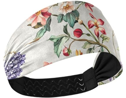 Florals Jacinthes Dahlia Bandeau élastique antidérapant pour femme pour gym, basket-ball, yoga, volley-ball