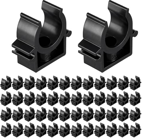 Sliner 50 Pack 3/4 Pipe Clips for Compressed Air Lines Pex Clamps U Shaped Pipe Clamp Hanger High Flexibility Shatterproof for Compressed Air Piping Tubing Hose Fixing (Black)