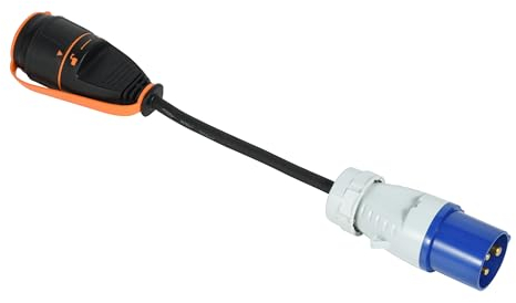 Electraline 01741 Adaptador Caravana 15cm IP44 con Enchufe CEE (2P+T) + Toma Schuko Electralock equipada con Mecanismo de Bloqueo que evita la desconexión accidental del enchufe, cable H07RN-F 3G1.5mm