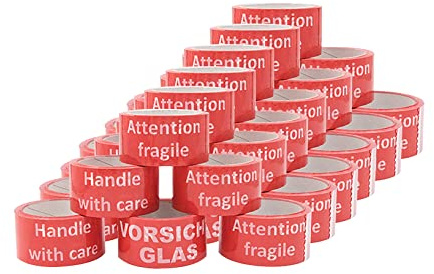 Verpacking Vorsicht Glas Paketband 36 Rollen 66m lang leise abrollend starke Klebekraft