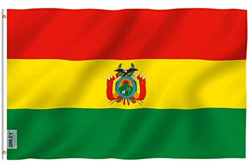 ANLEY Fly Breeze 3x5 pies Bandera de Bolivia - Color vivo y resistente a la decoloración UV - Encabezado de lona y doble costura - Banderas nacionales bolivianas Poliéster con arandelas