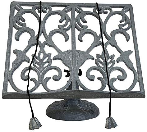 Selections Cast Iron Ornamental Cook Book Stand Recipe Holder in Grey