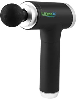 Lifenaxx Muskel-Massagegerät kompakt LX-013 - Massagepistole, Tiefen Massage, Vibrationsmassagepistole, Verschiedene Geschwindigkeiten, 5 Massageköpfe, Fitnessstudio, 776g / 24 x 18 x 6 cm
