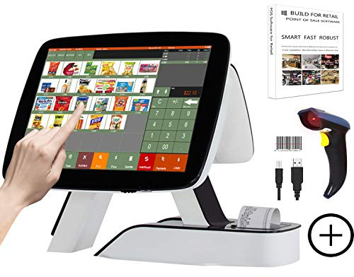 ZHONGJI All in One Cash Register with Built-in Receipt Printer Point of Sale System Touch Screen Retailer POS Software SET02