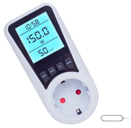 SEC 24 Stromzähler für Steckdose, Strommessgerät steckdosen digitaler stromzähler Energiekostenmessgerät &Stromverbrauchs-Zähler,Leistungsmessgerät,Stromverbrauch Messen,Strommessung,3680W (1 Stück)