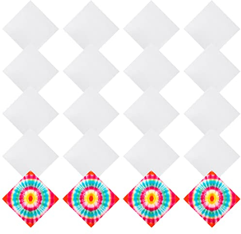 Fivebop 20 Pcs White Bandanas for Tie Dye DIY Blank Cotton Bandanas Plain Handkerchiefs Headband Head Wrap 22 x 22 (20-White)