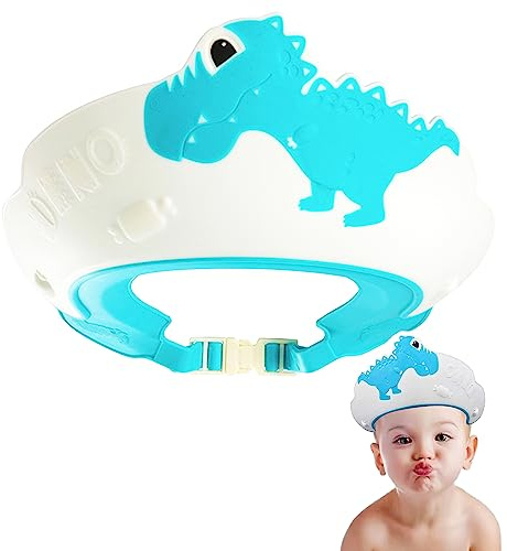 Cappello Doccia Bambini, Doccia Cap per Bambino,Visiera Doccia Bambini,Cuffia da Doccia In Morbido Silicone,Cappello da Doccia per Bambini Regolabile,Prevenire l'Acqua Flusso Verso Occhi e Viso, Blu
