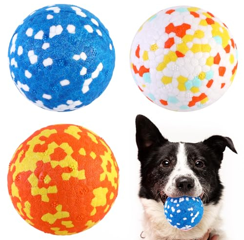 QKURT 3 Stück Spielball für Hunde,Hundeball Hundespielzeug Ball,Hundespielzeug Unzerstörbar Gummi Hohe Dehnbar Hundebälle,Wasserspielzeug Hund,Zähne Training Hund Ball,Hund Interaktive Kauspielzeug
